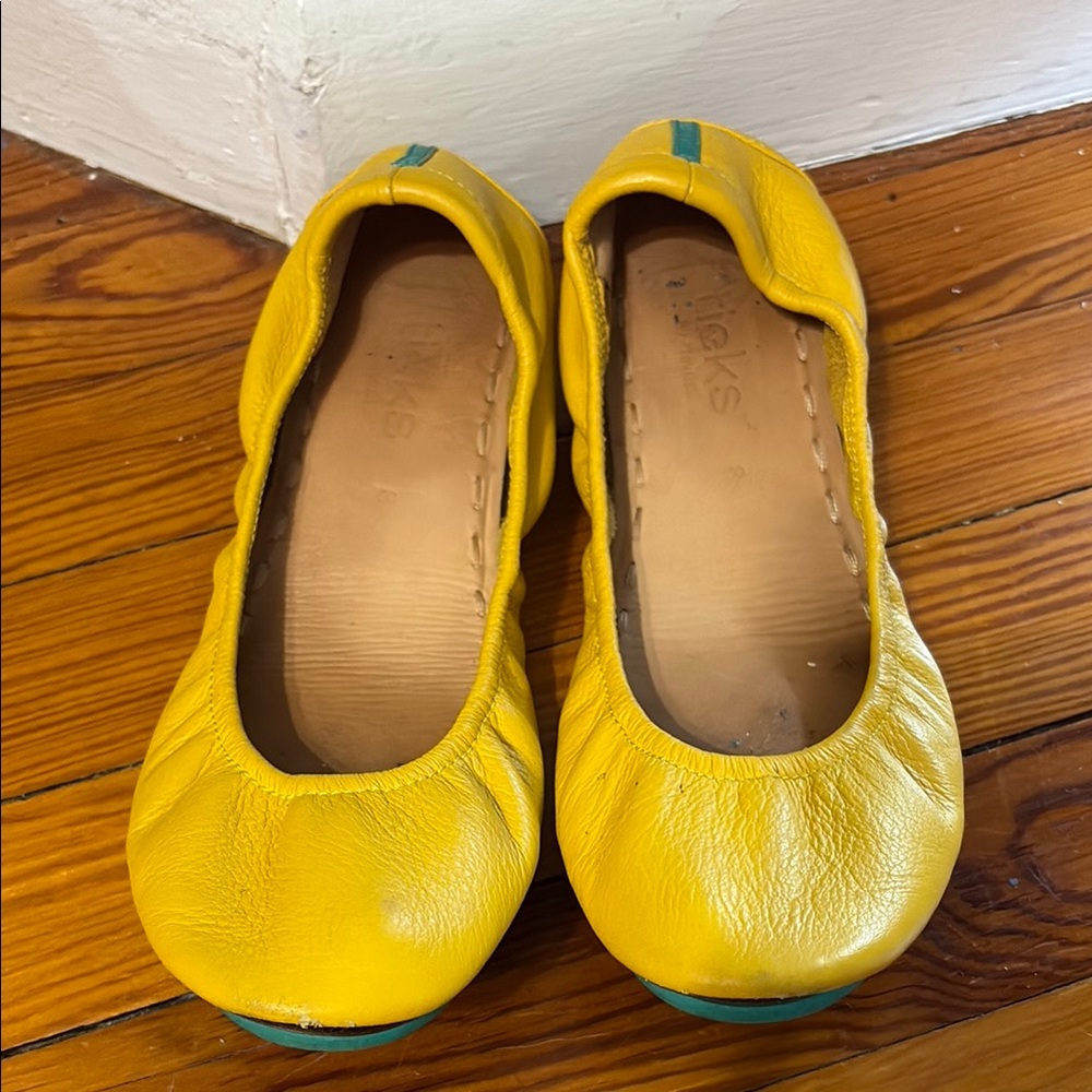 Tieks mustard yellow flats size 8